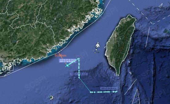 7月8日美军EP-3E侦察机飞行路线 图源：南海战略态势感知